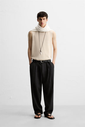 RELAXED FIT PLEATED TROUSERS - Image 1