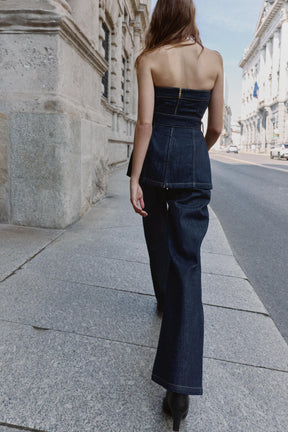 Denim Strapless Top with