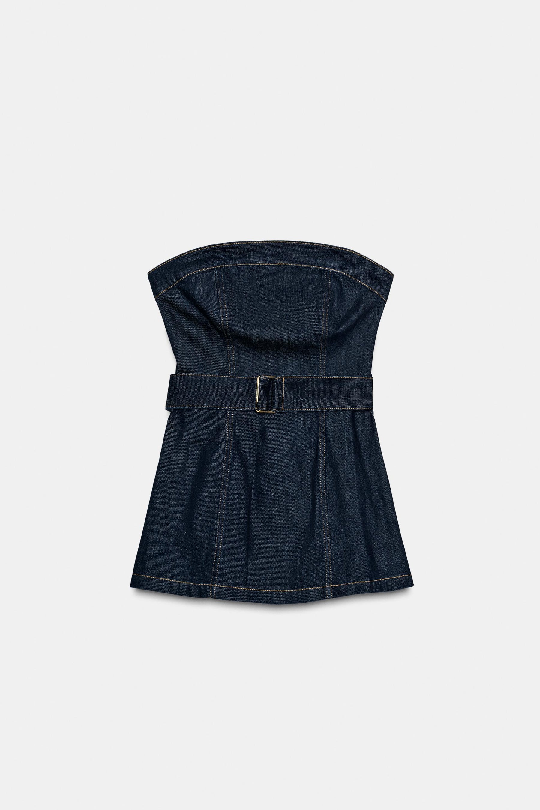 Denim Strapless Top with