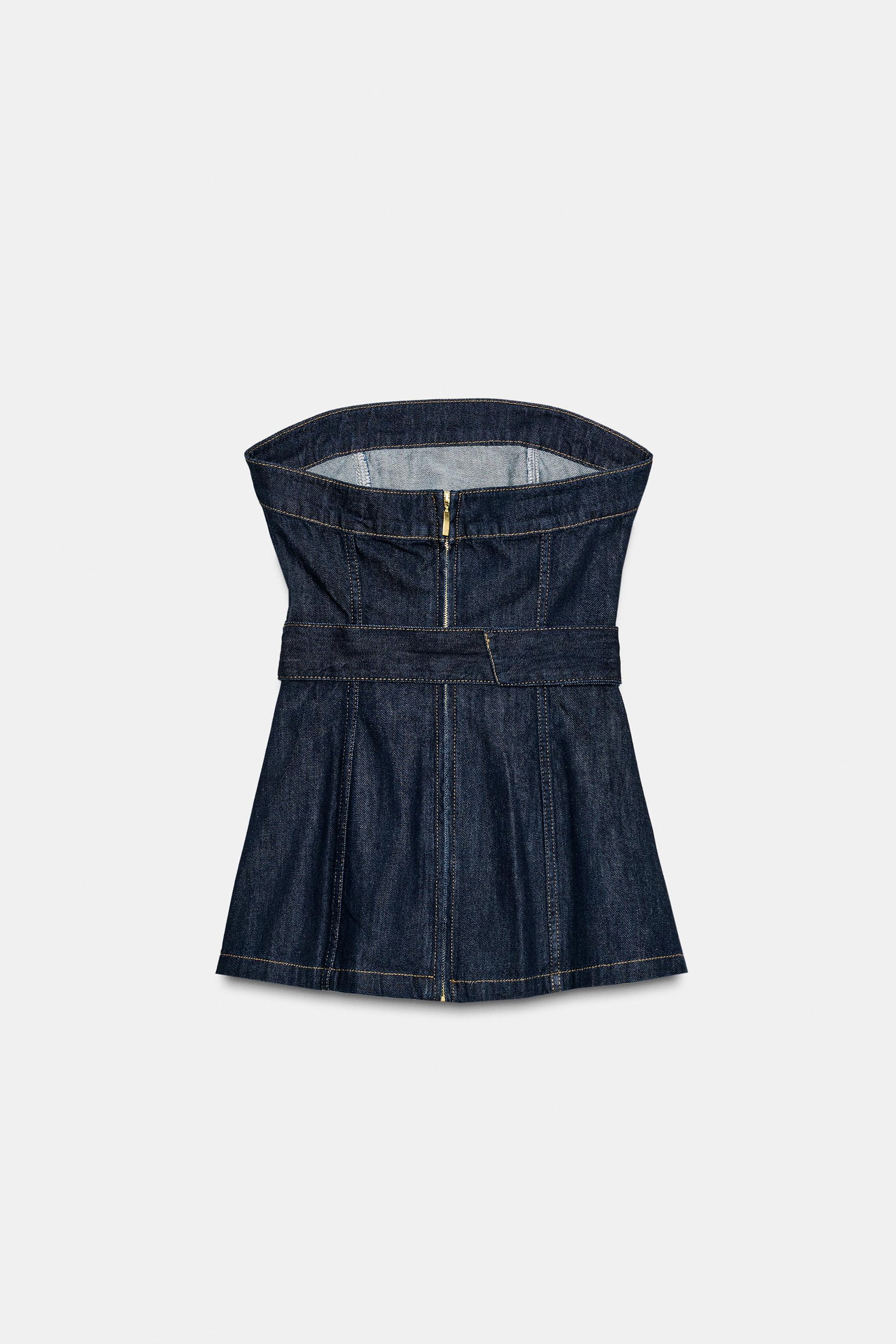 Denim Strapless Top with