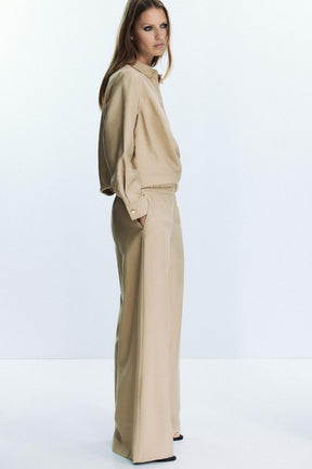 Wide-Leg Elastic Trousers
