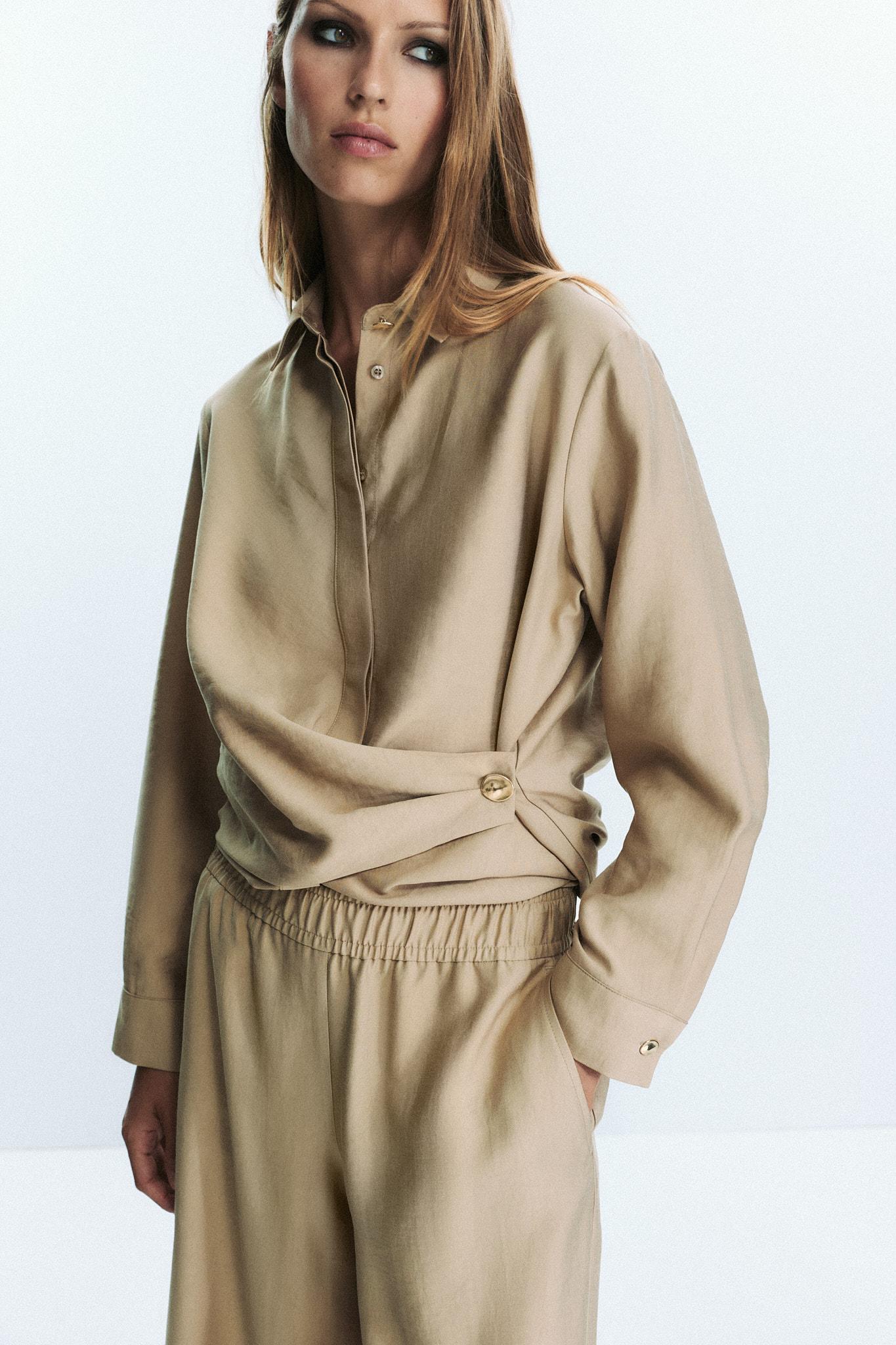 Wide-Leg Elastic Trousers