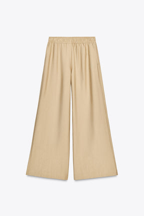 Wide-Leg Elastic Trousers