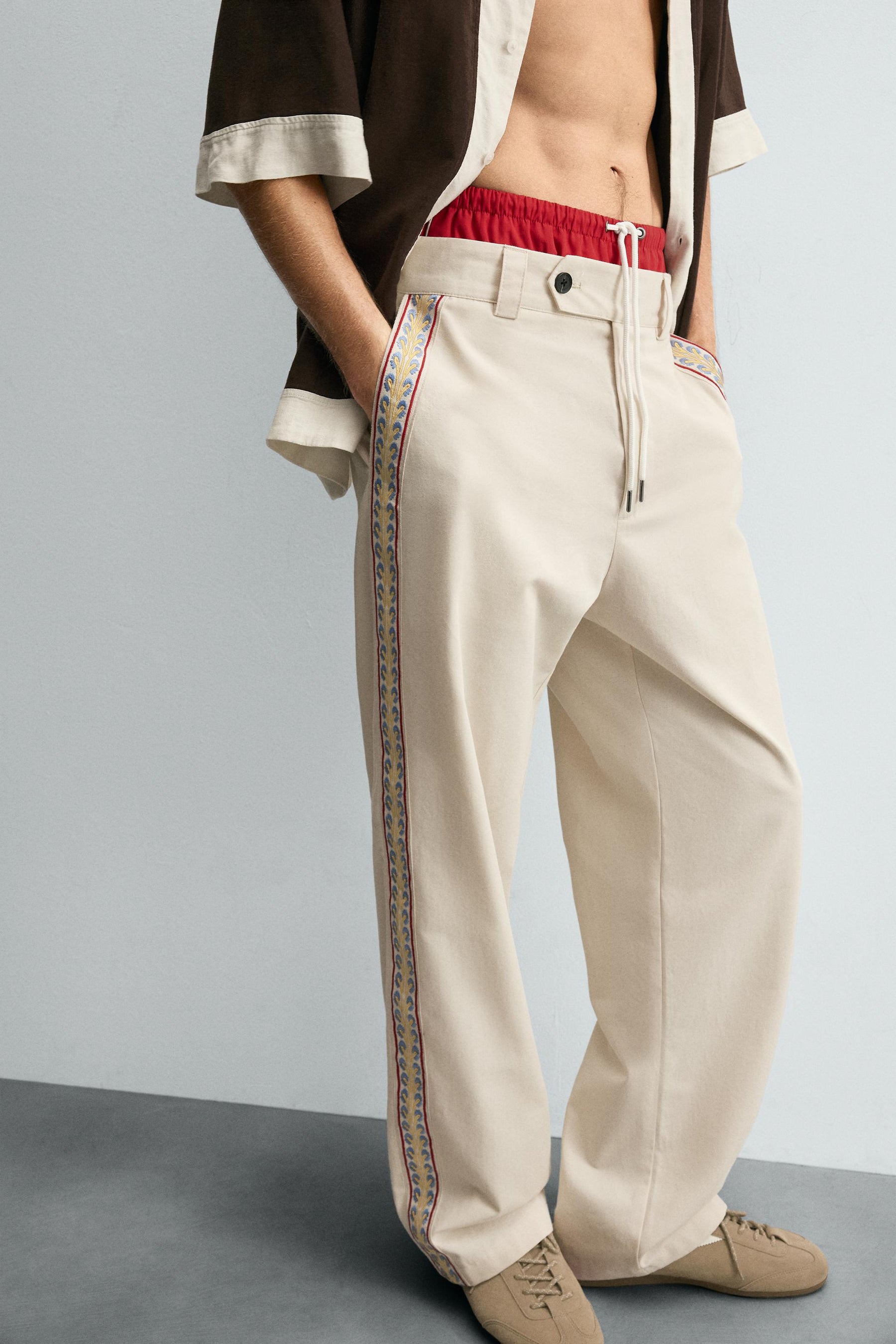 EMBROIDERED STRIPE TROUSERS - Image 4