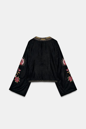 Floral Embroidered Velvet Jacket