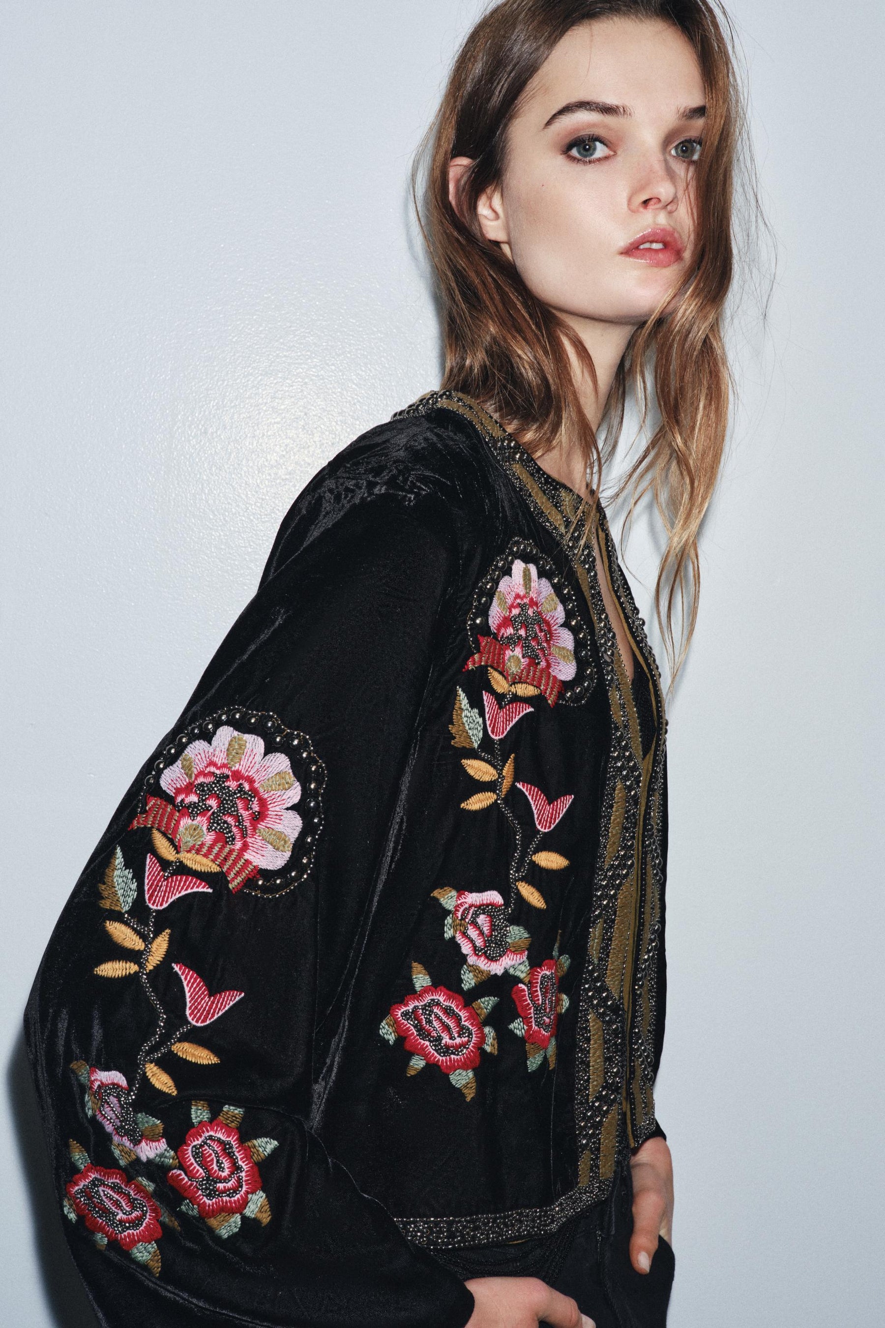Floral Embroidered Velvet Jacket
