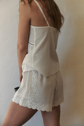 EMBROIDERED BEADED STRAPPY TOP