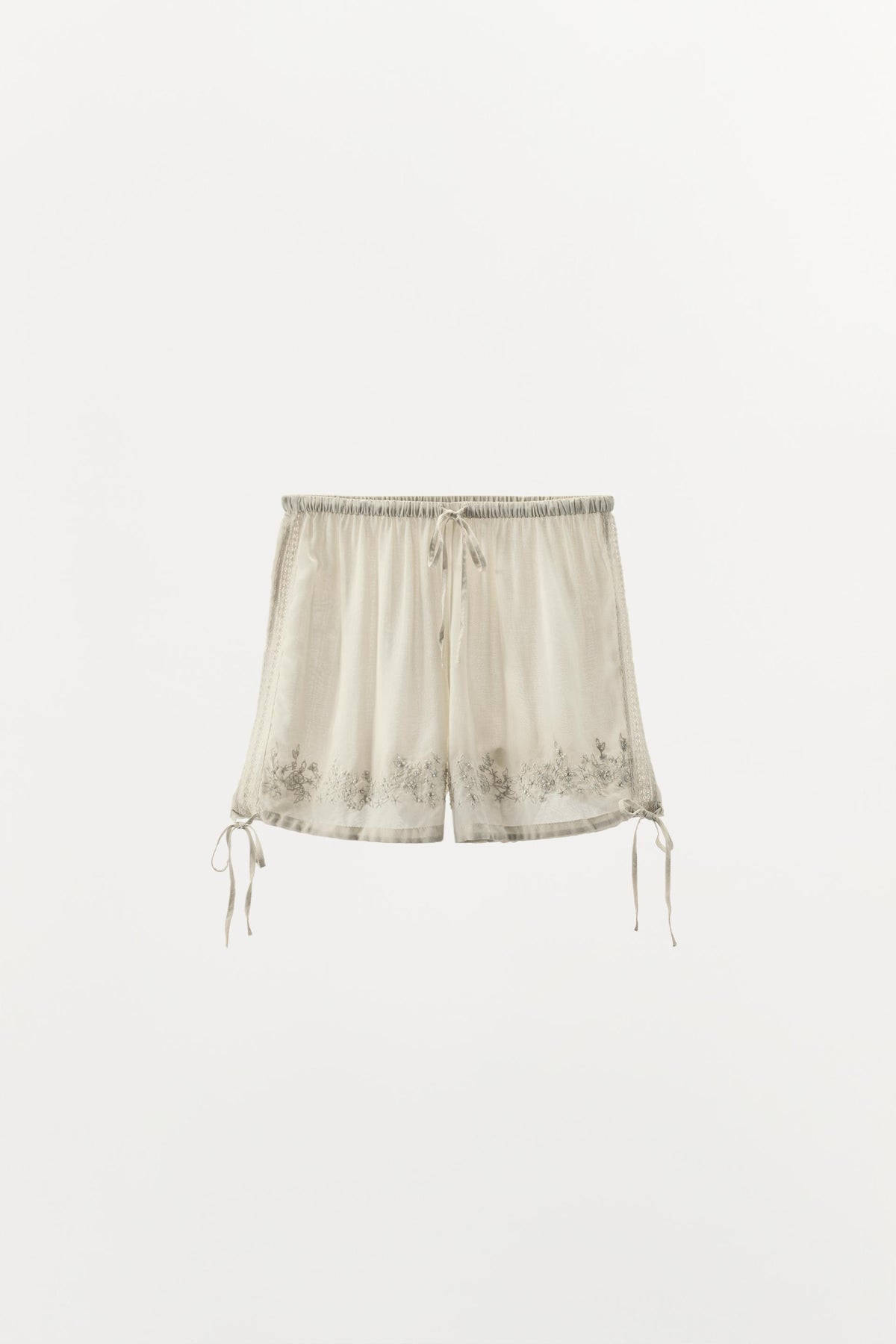 Embroidered Beaded Shorts