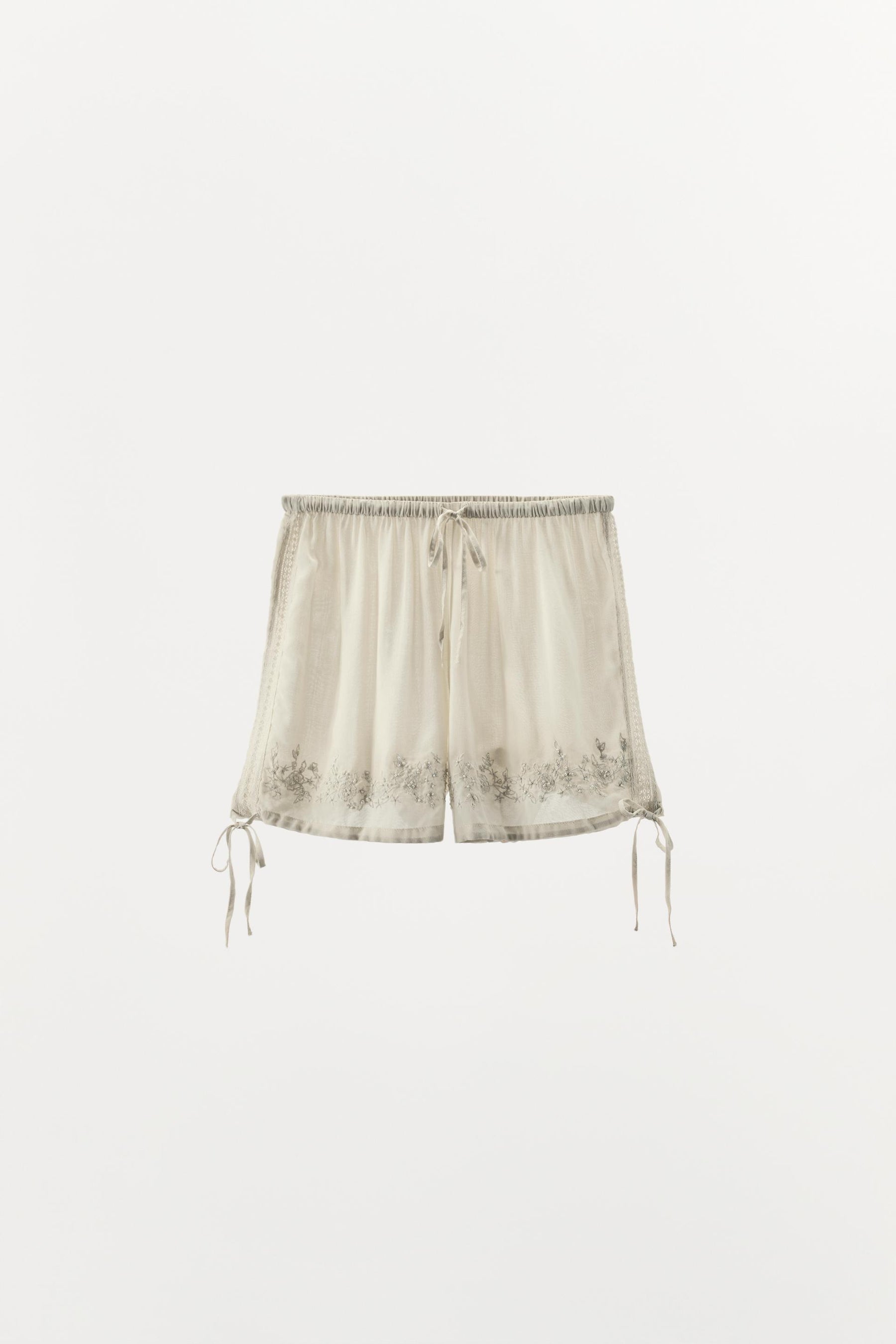 Embroidered Beaded Shorts