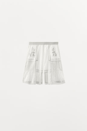 Embroidered Lace Bermuda Shorts