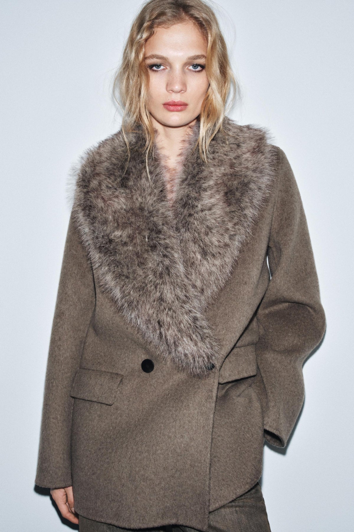 Wool Blend Faux Fur