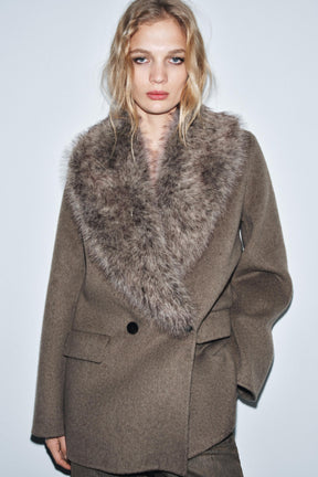 Wool Blend Faux Fur