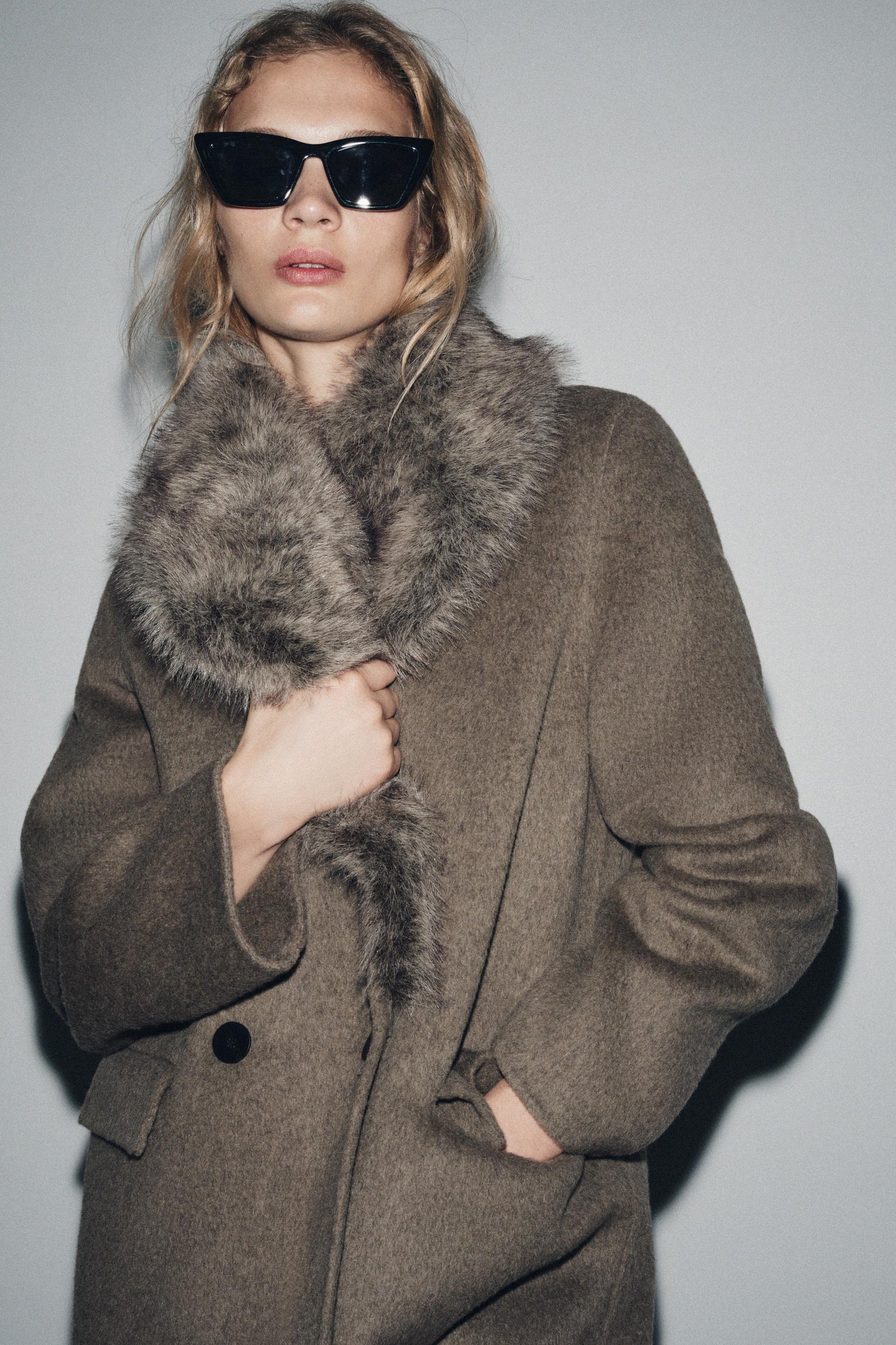 Wool Blend Faux Fur