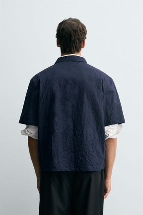 CREASED-EFFECT ZIP-UP SHIRT - Image 3