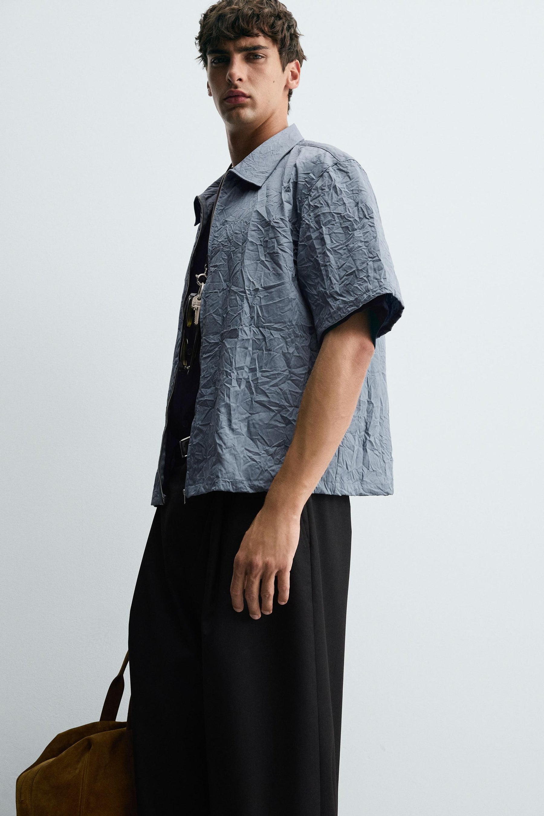 CREASED-EFFECT ZIP-UP SHIRT - Image 6