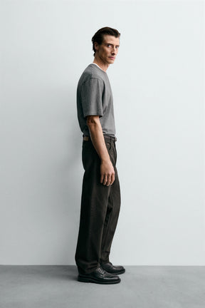 TEXTURED STRAIGHT-LEG TROUSERS - Image 4