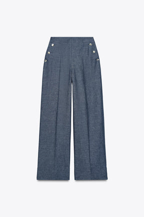 Linen Wide-Leg Trousers