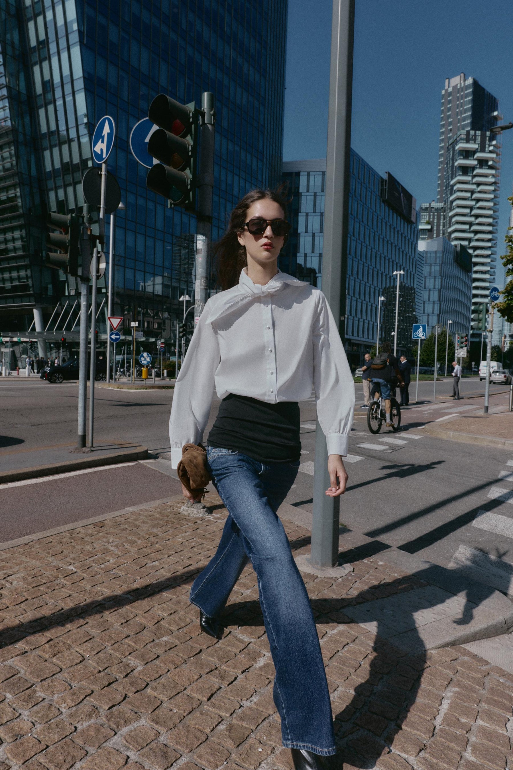 Bow-Detailed Poplin Shirt