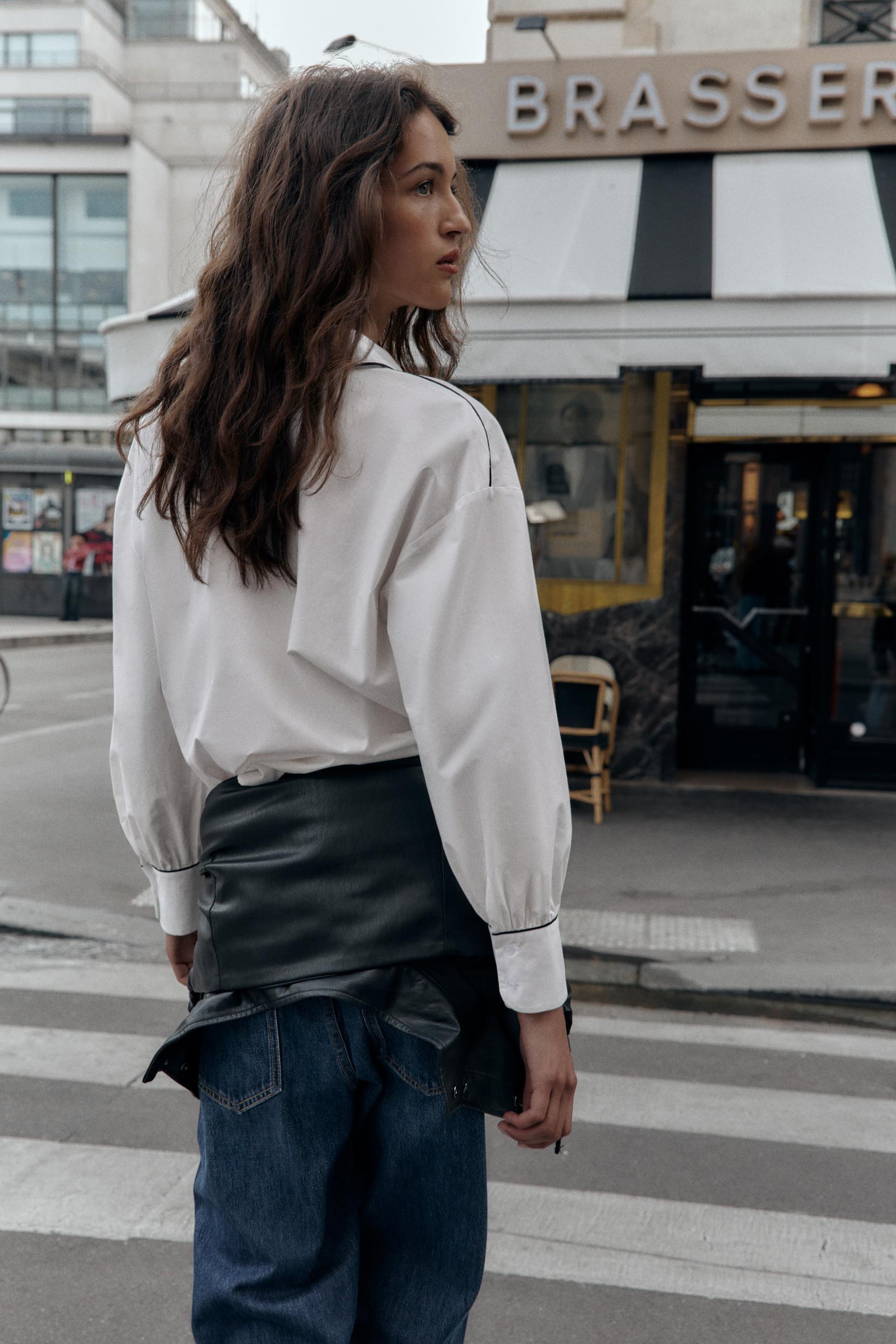 CONTRAST PIPED POPLIN SHIRT