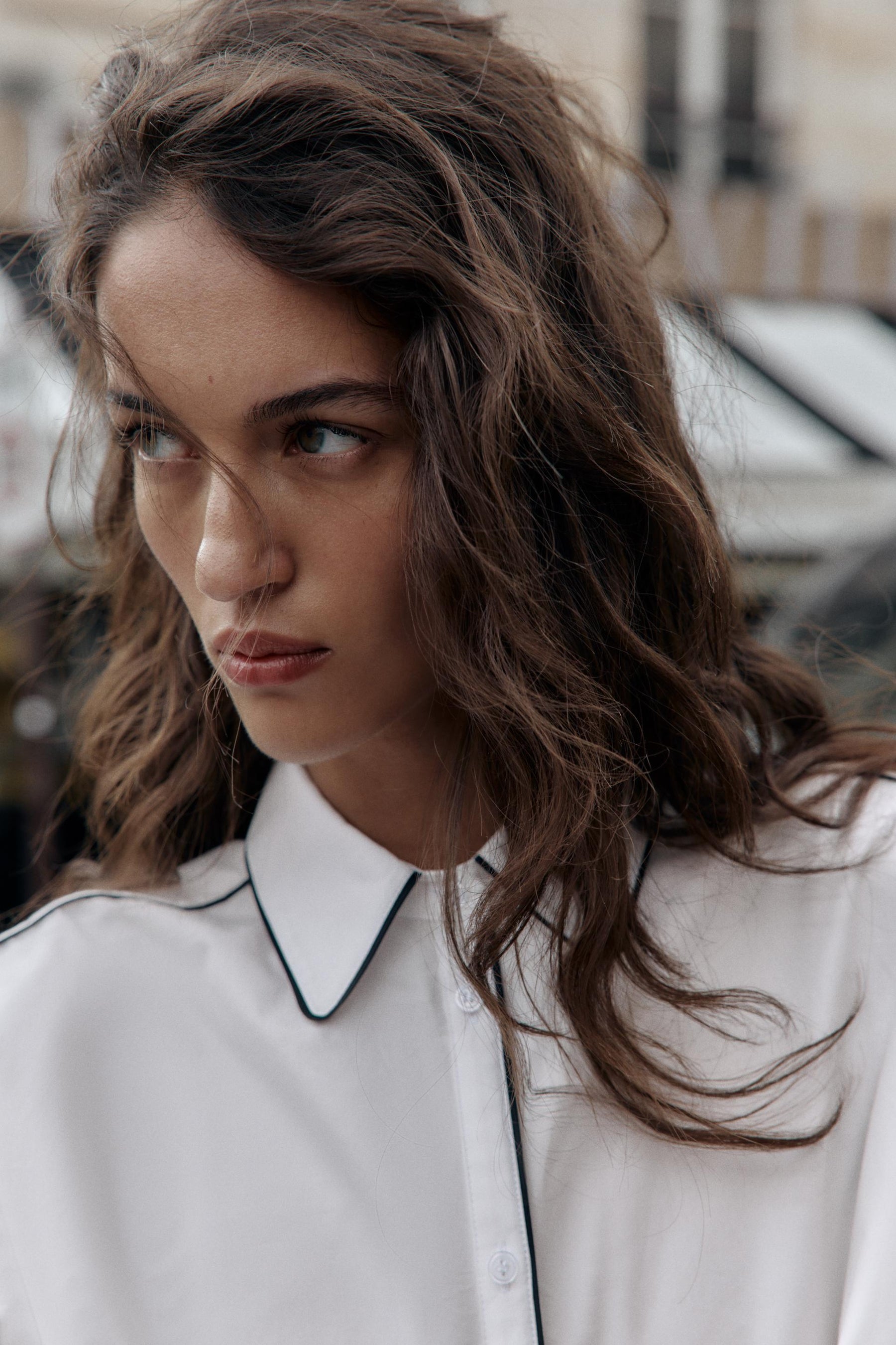 CONTRAST PIPED POPLIN SHIRT