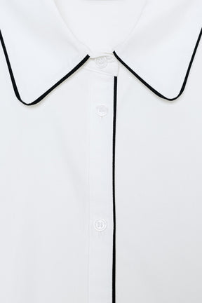 CONTRAST PIPED POPLIN SHIRT