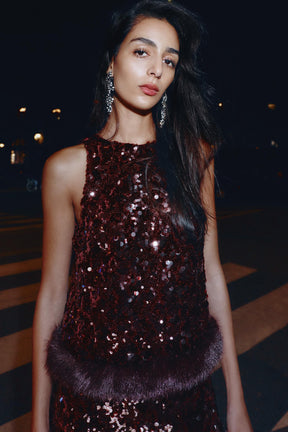 SEQUIN TOP WITH FAUX