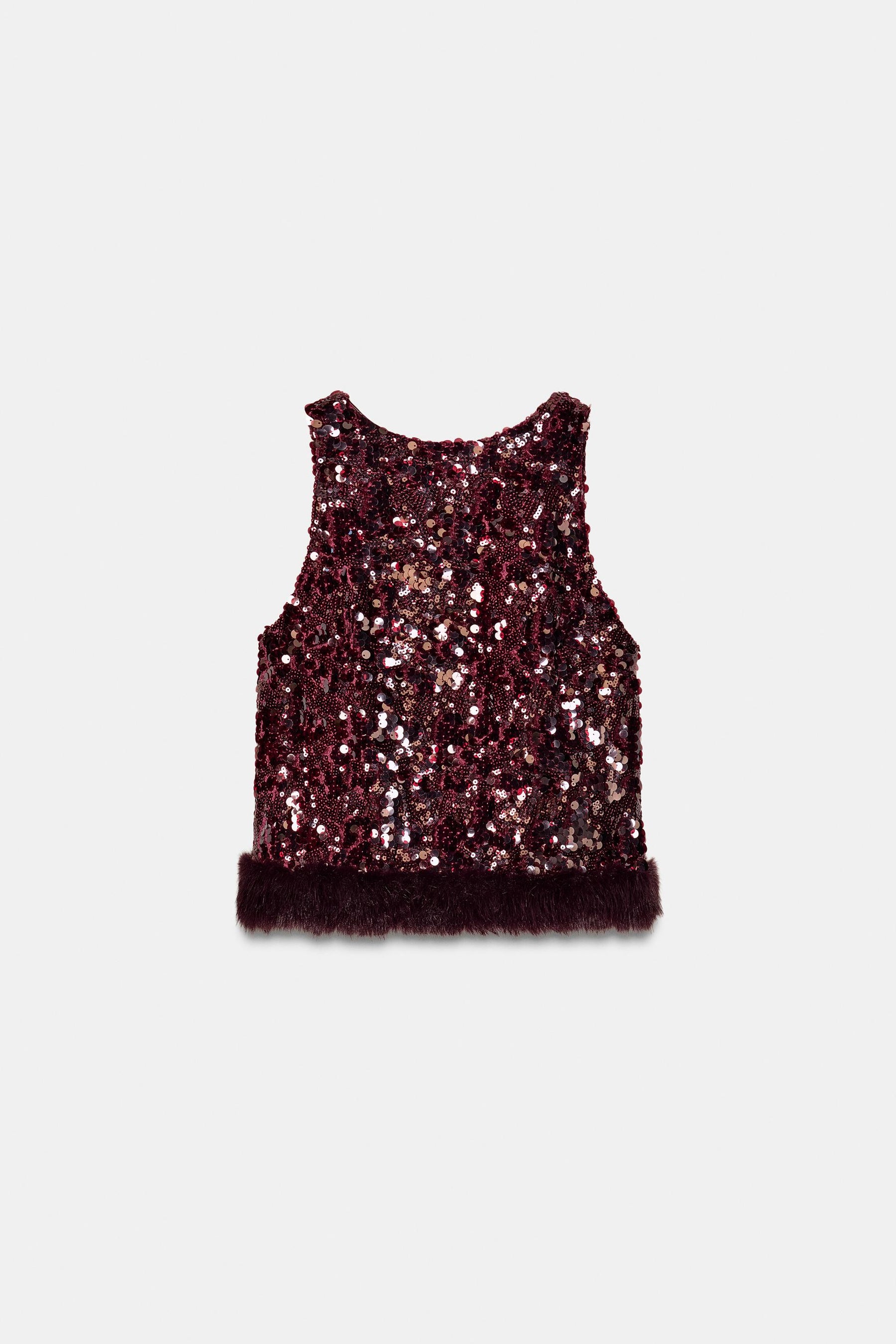 SEQUIN TOP WITH FAUX