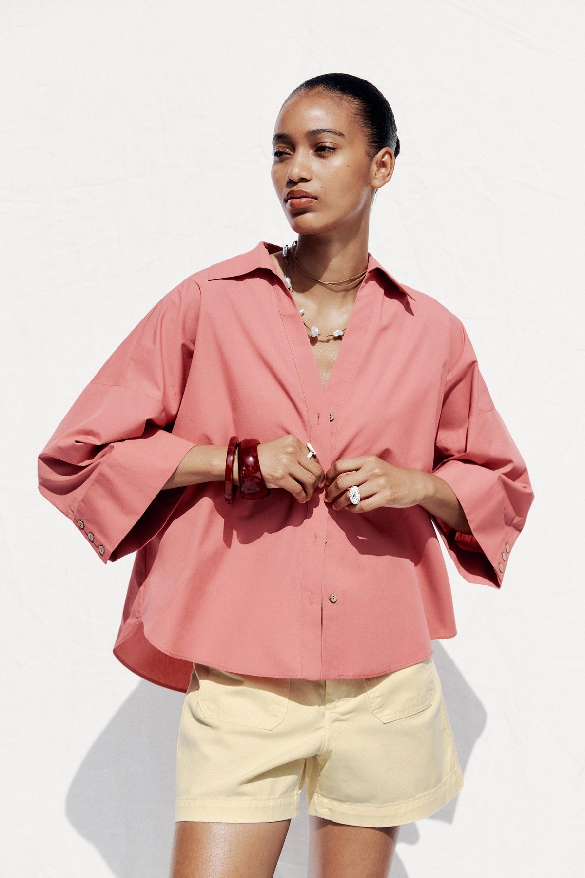 WIDE-SLEEVE POPLIN SHIRT