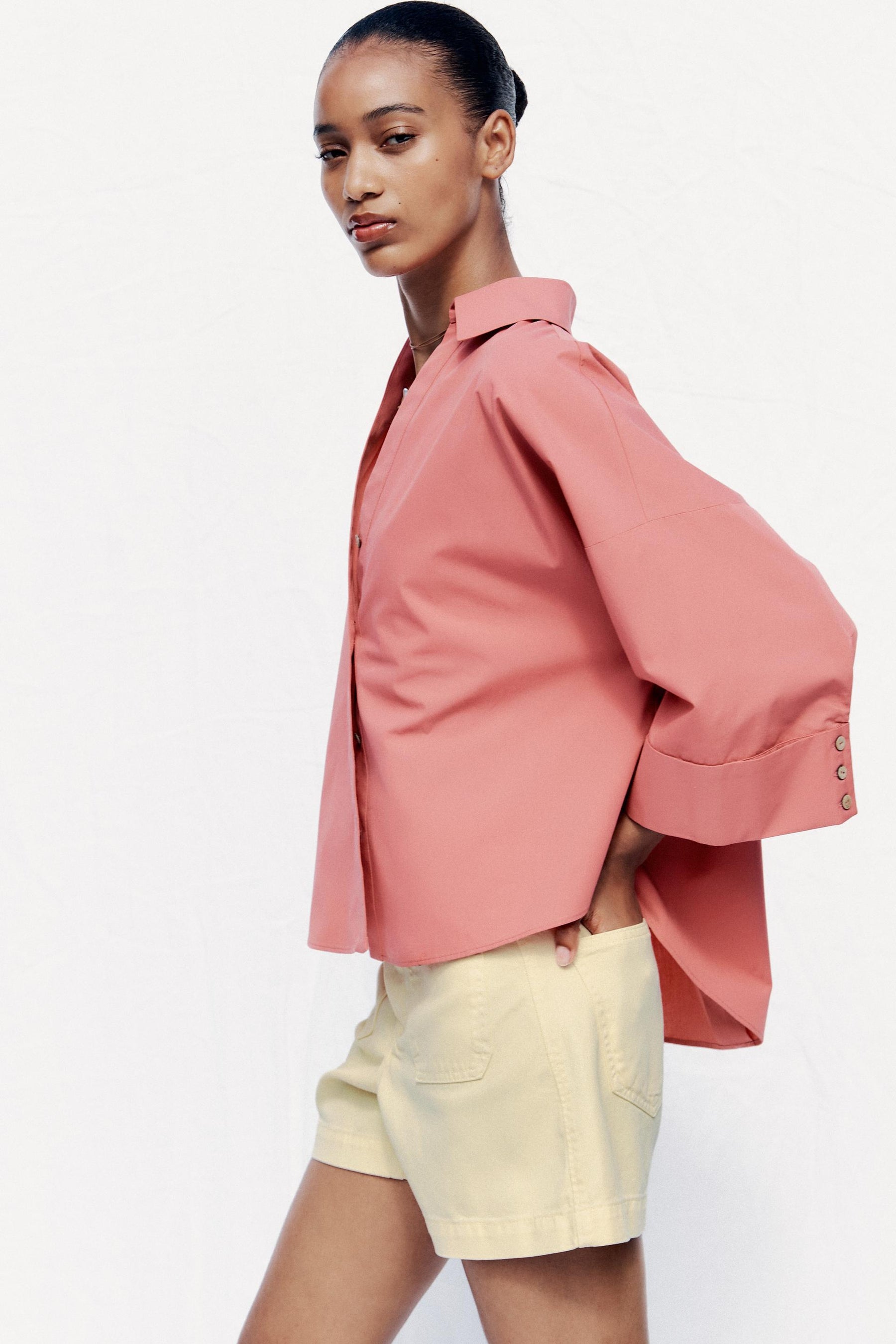 WIDE-SLEEVE POPLIN SHIRT