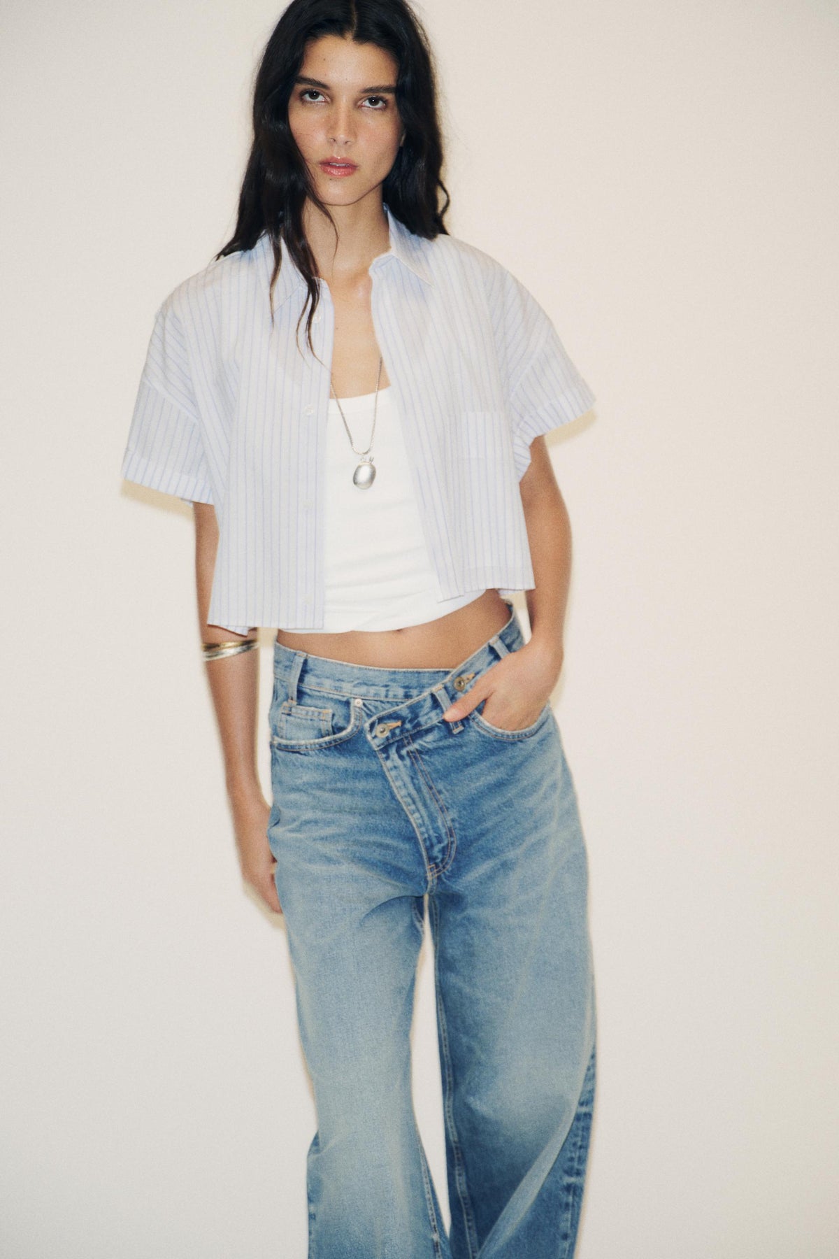 Cropped Poplin Shirt