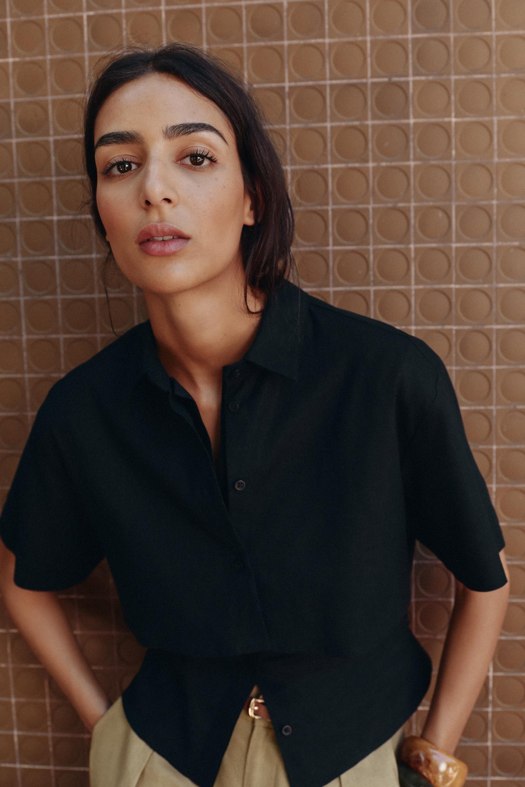 Linen Blend Fitted Shirt