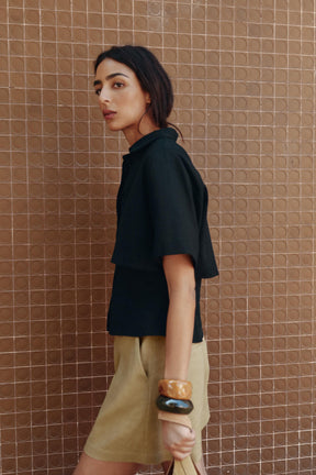 Linen Blend Fitted Shirt