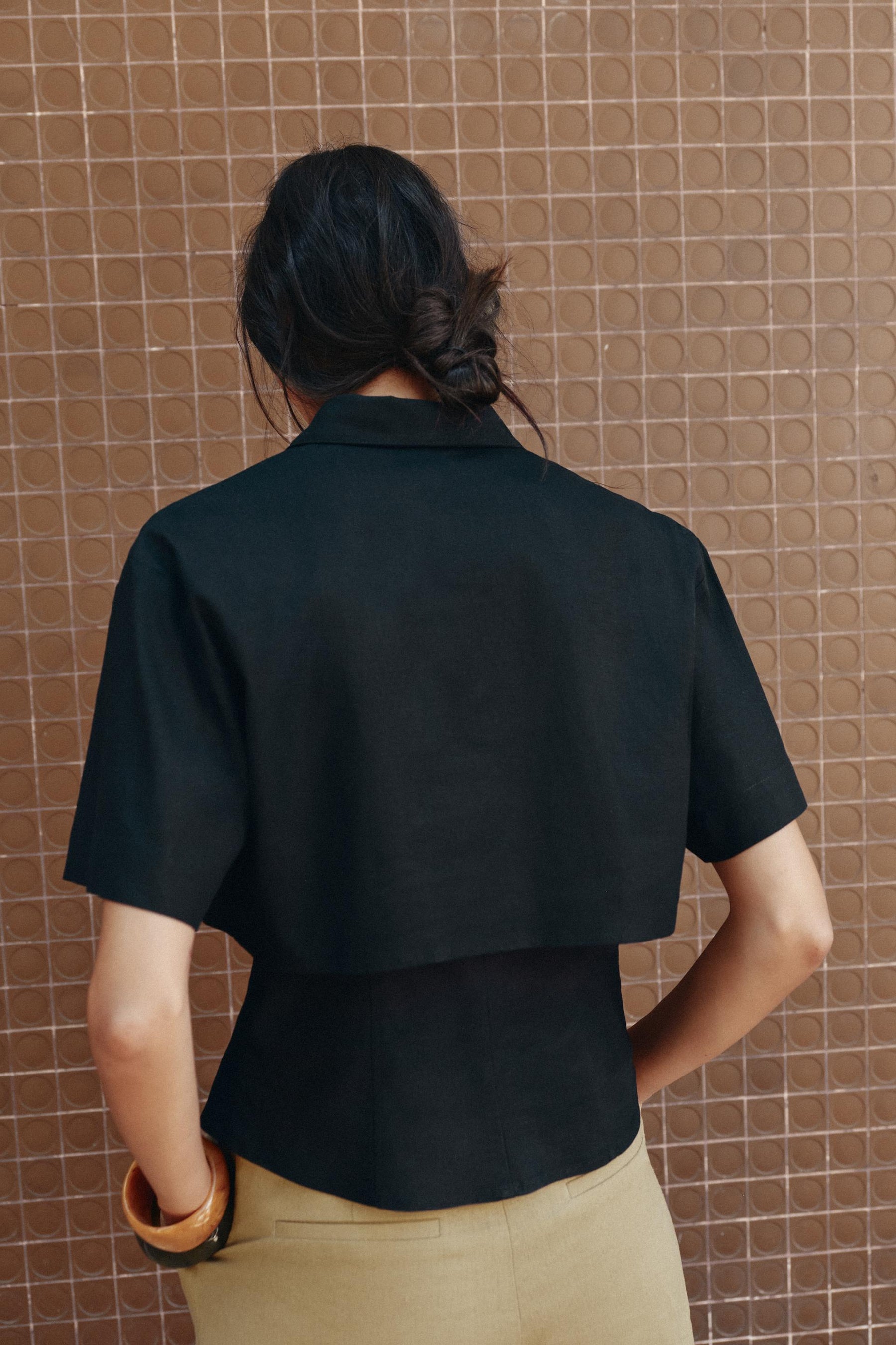 Linen Blend Fitted Shirt