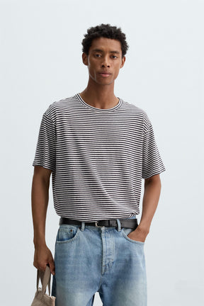 COTTON - LINEN STRIPED T-SHIRT - Image 2