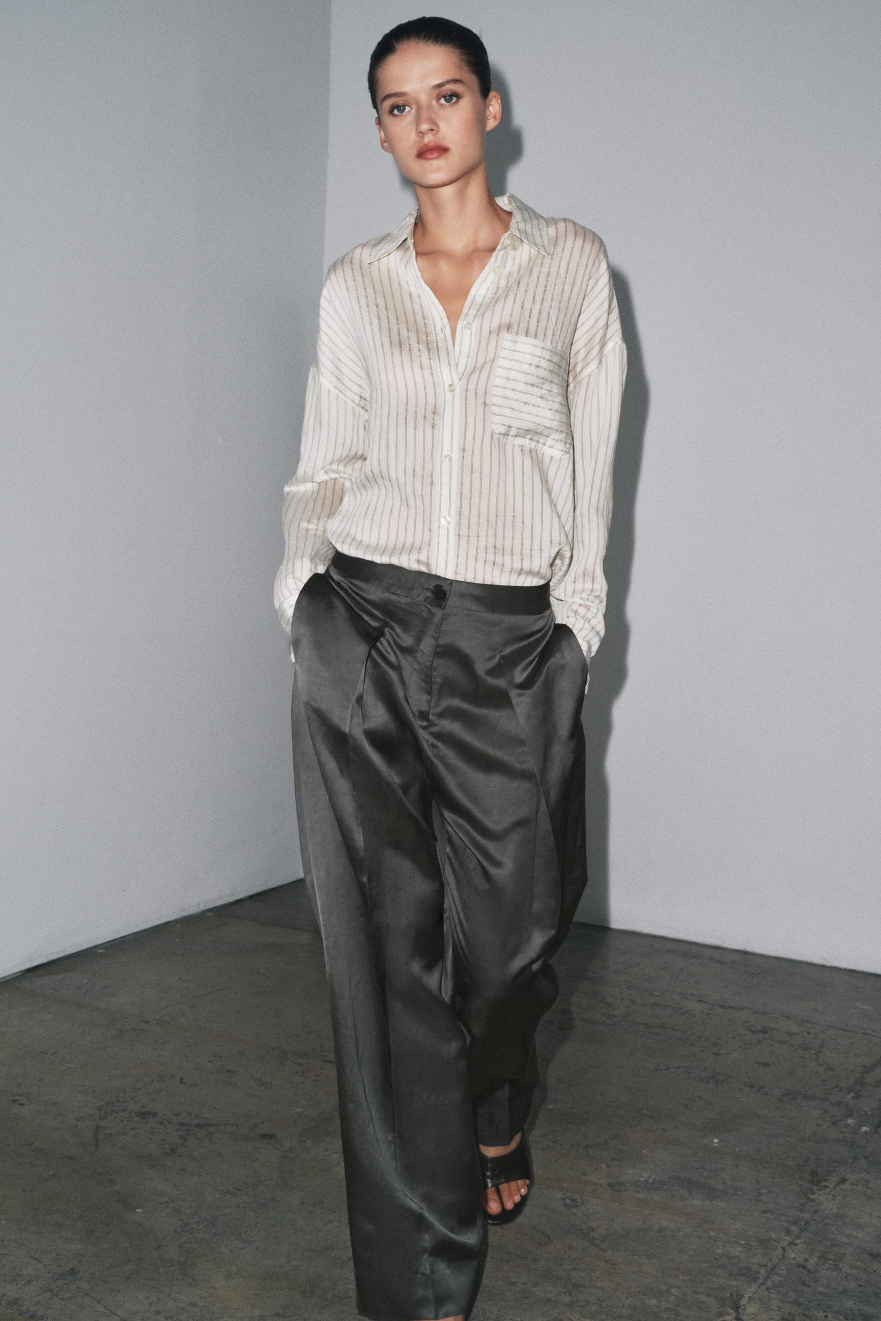 SATIN LINEN TROUSERS