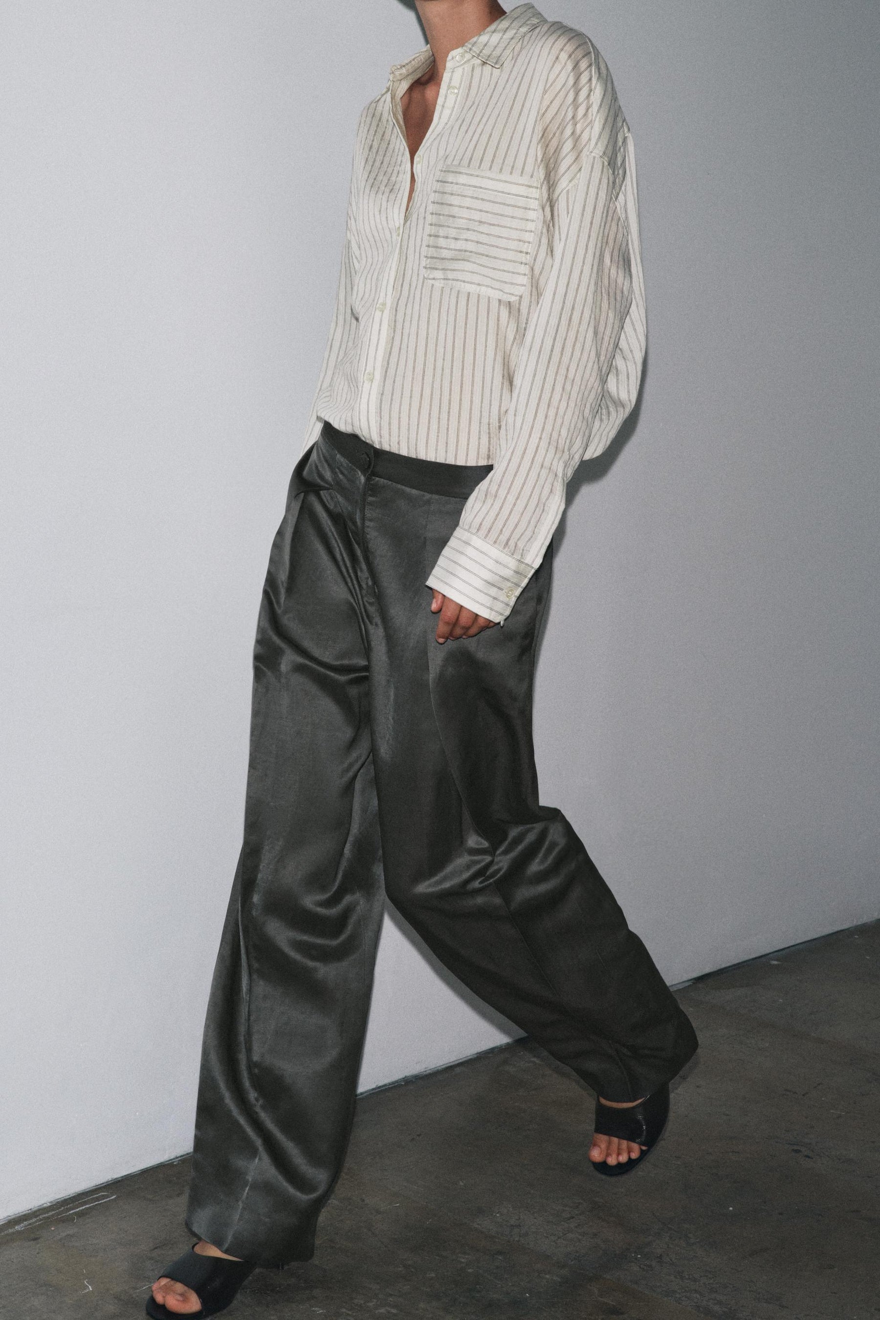 SATIN LINEN TROUSERS