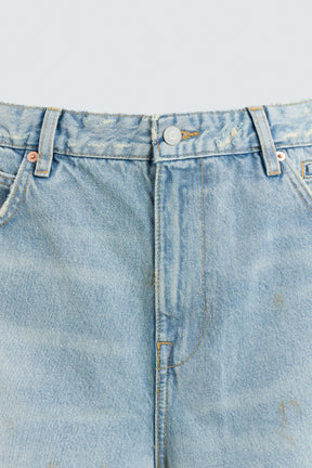 VINTAGE EFFECT BAGGY FIT DENIM BERMUDA SHORTS - Image 8