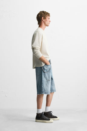 RIPPED BAGGY FIT DENIM BERMUDA SHORTS - Image 4
