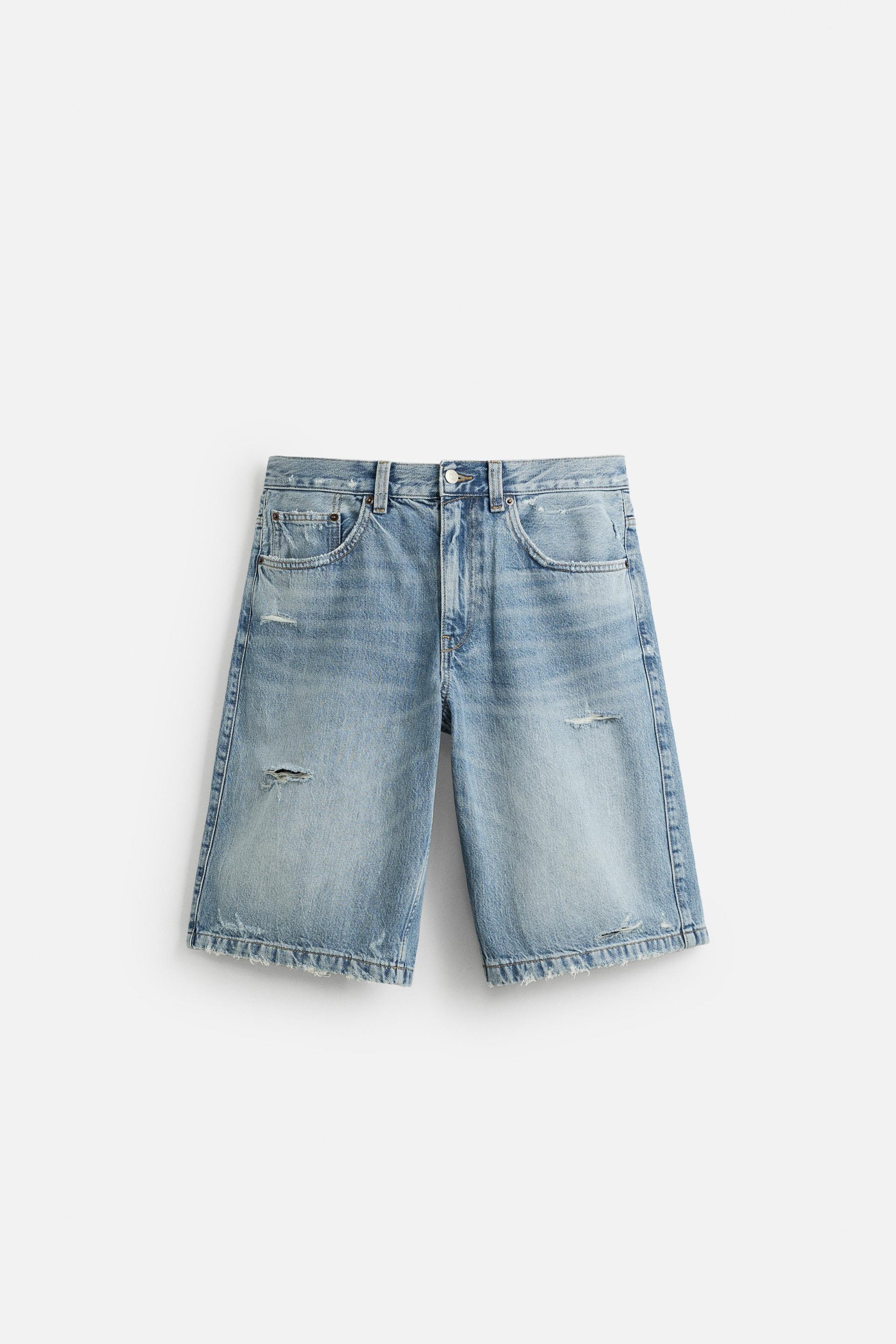 RIPPED BAGGY FIT DENIM BERMUDA SHORTS - Image 6