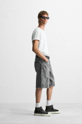 RIPPED BAGGY FIT DENIM BERMUDA SHORTS - Image 4