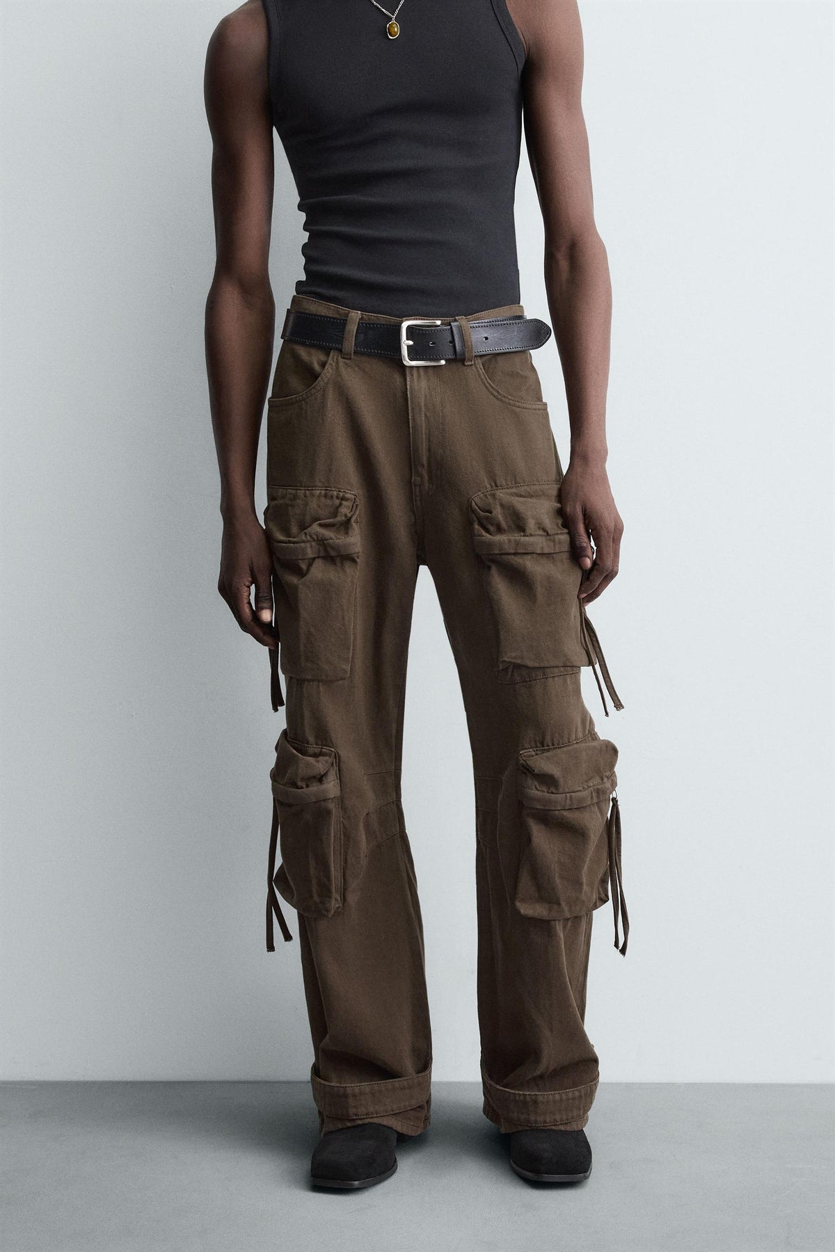 DENIM CARGO TROUSERS WITH POCKETS - Image 2