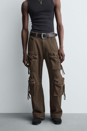 DENIM CARGO TROUSERS WITH POCKETS - Image 2
