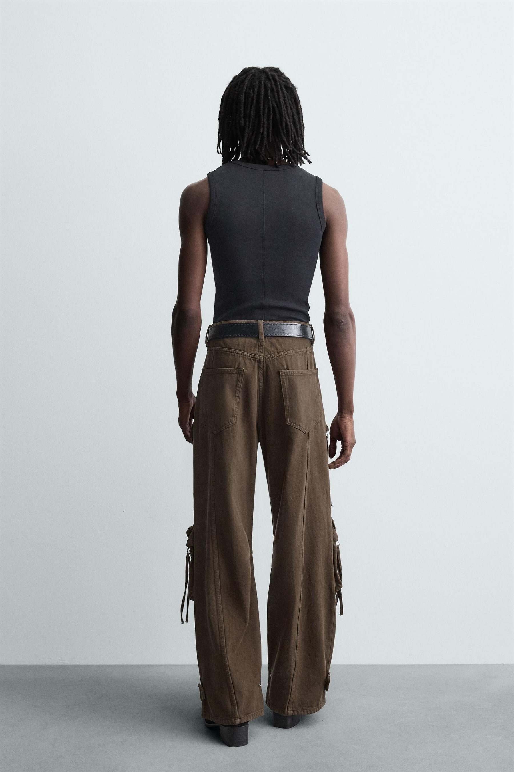 DENIM CARGO TROUSERS WITH POCKETS - Image 3