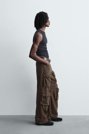 DENIM CARGO TROUSERS WITH POCKETS - Image 4