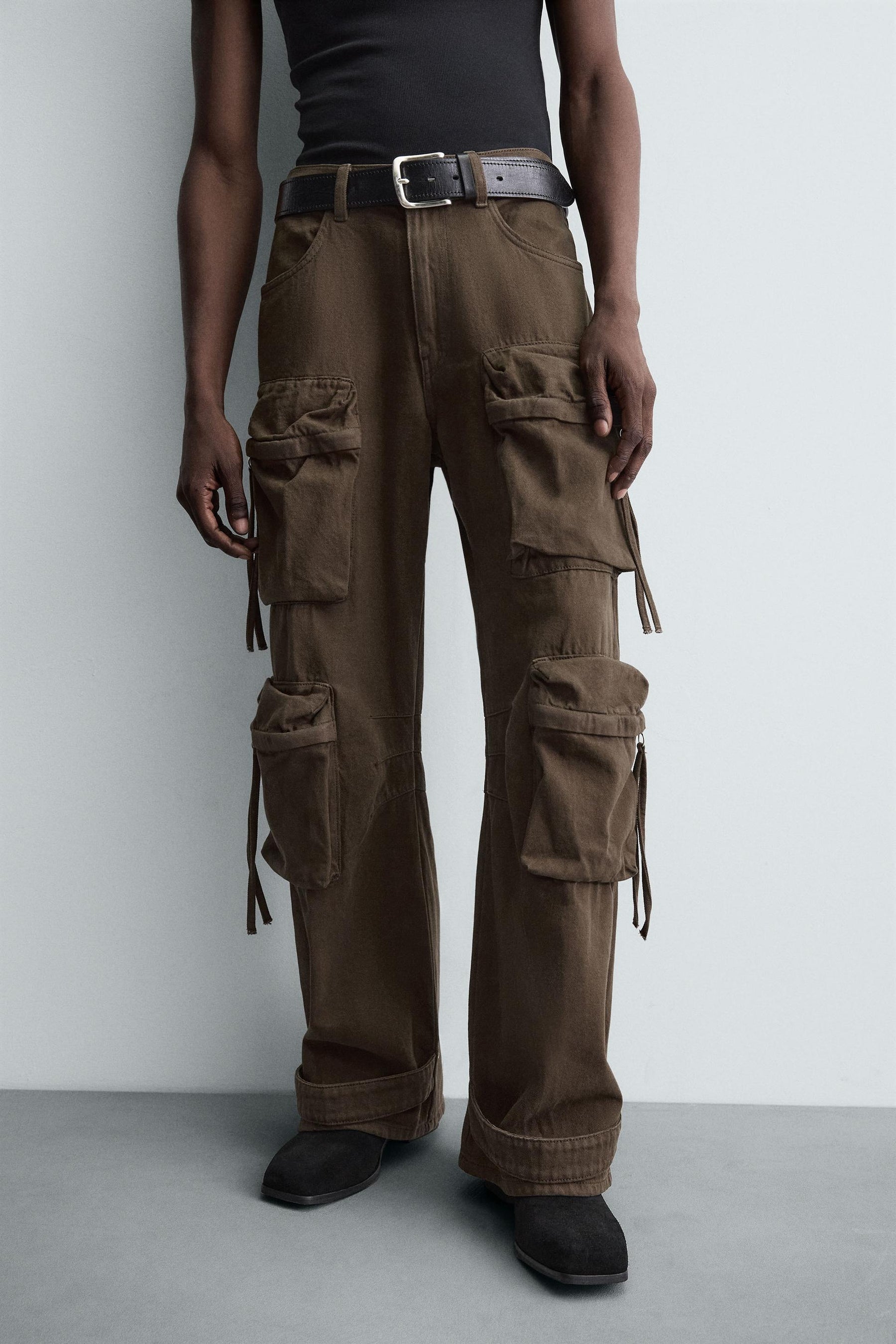 DENIM CARGO TROUSERS WITH POCKETS - Image 5