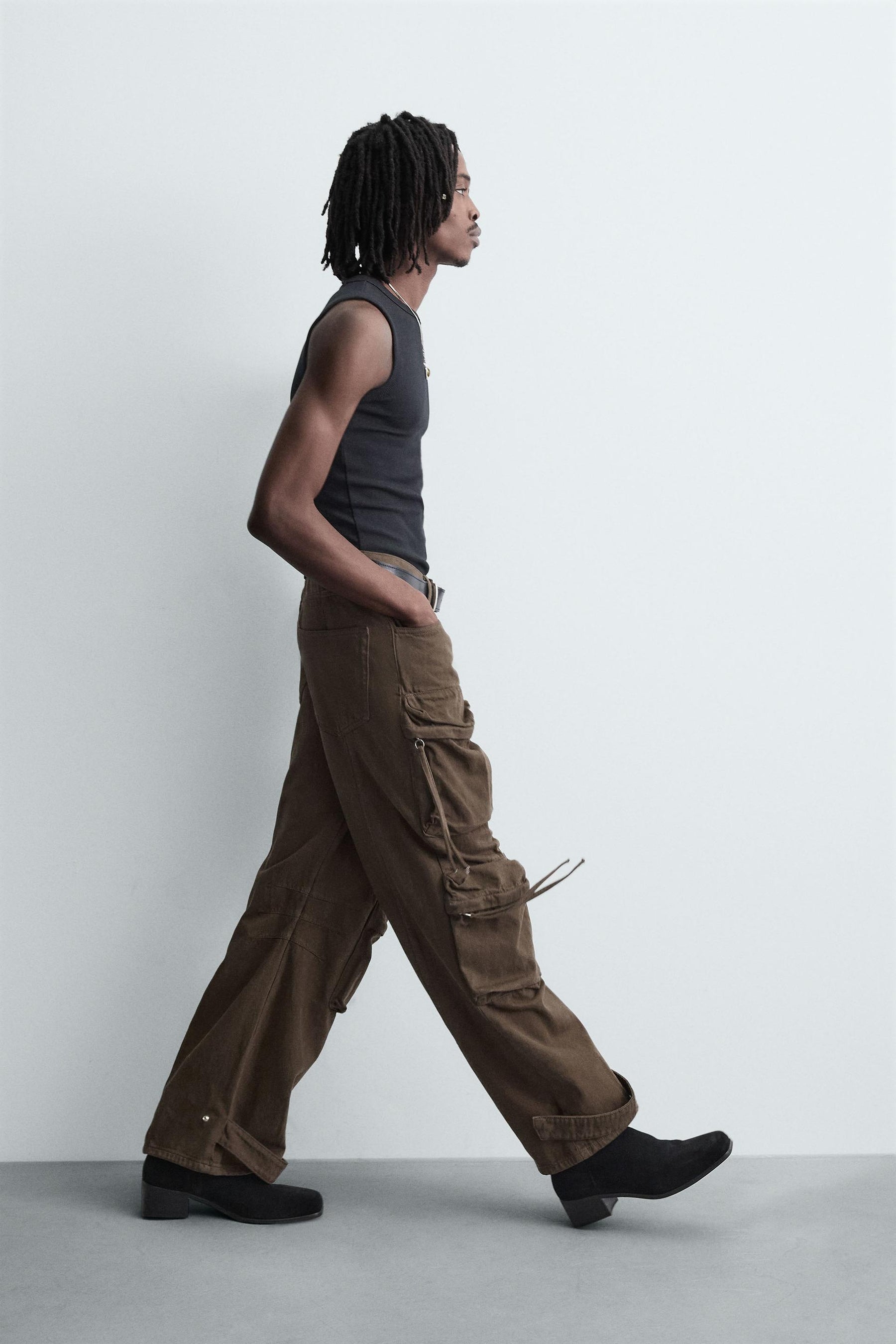 DENIM CARGO TROUSERS WITH POCKETS - Image 6