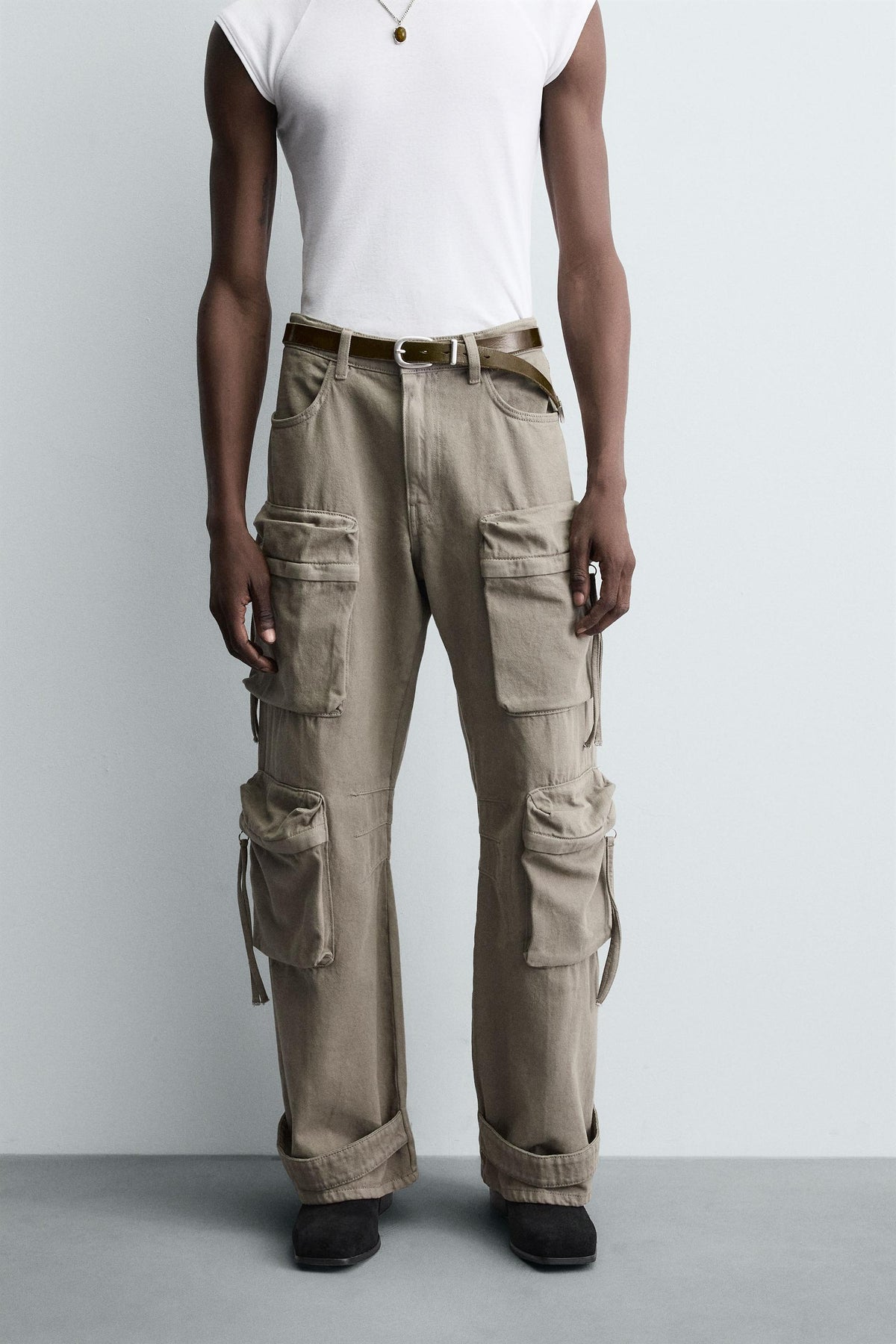 DENIM CARGO TROUSERS WITH POCKETS - Image 2