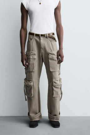 DENIM CARGO TROUSERS WITH POCKETS - Image 2