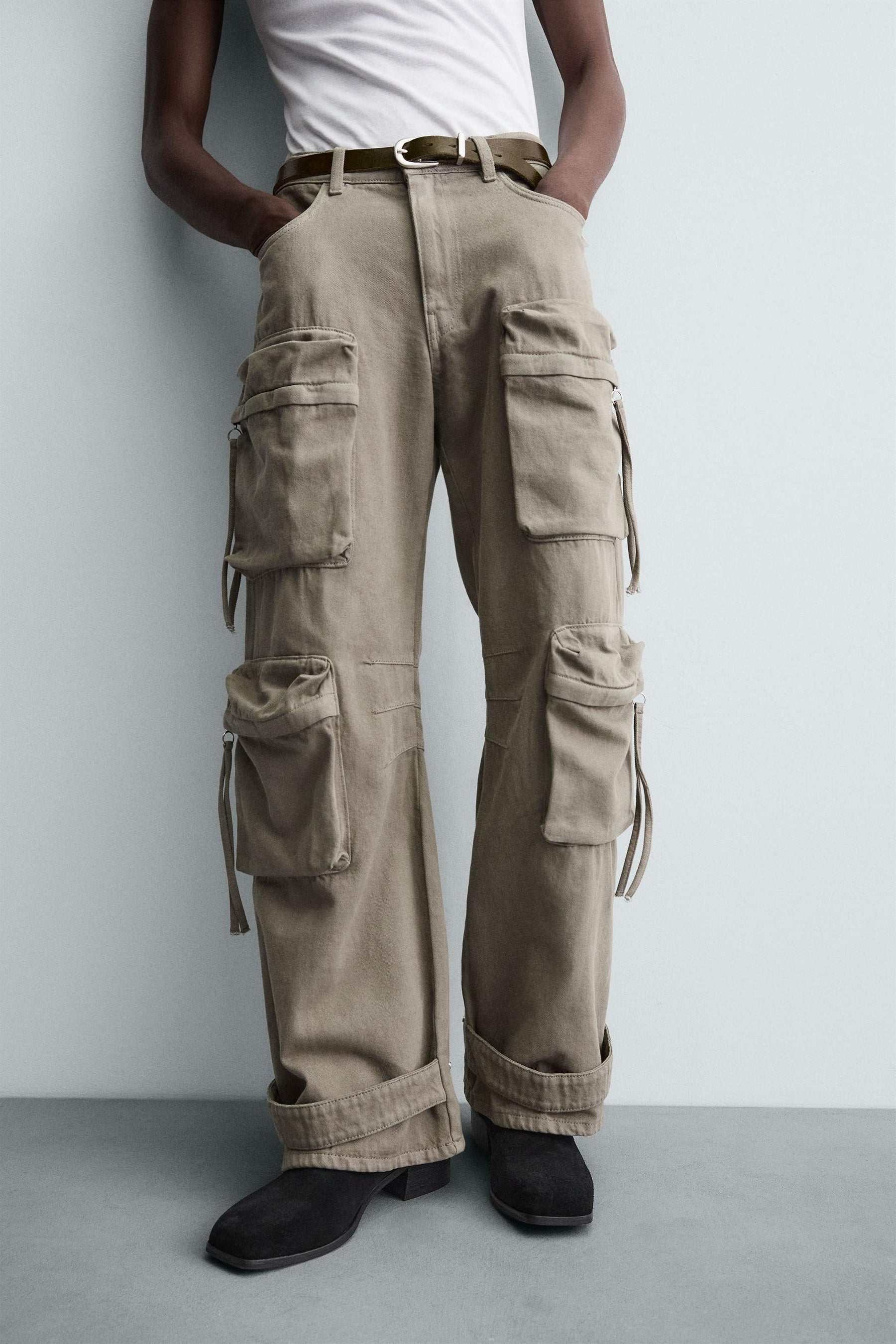 DENIM CARGO TROUSERS WITH POCKETS - Image 5