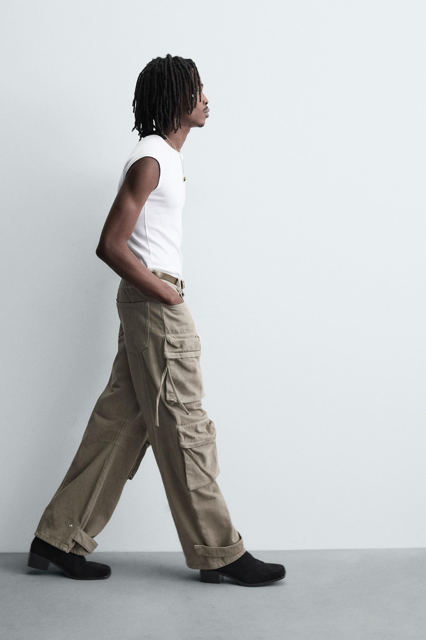 DENIM CARGO TROUSERS WITH POCKETS - Image 6